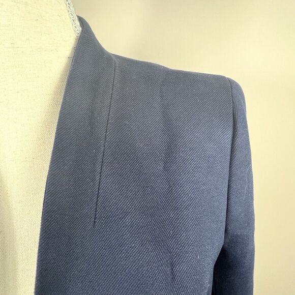 J Crew Navy Blue Open Front Blazer Jacket Size 8 Collarless - Picture 4 of 12